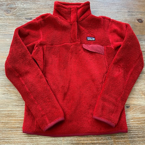 WOMENS PATAGONIA RED RE-TOOL SNAP T FLEECE PULLOVER, SMALL - Picture 3 of 7